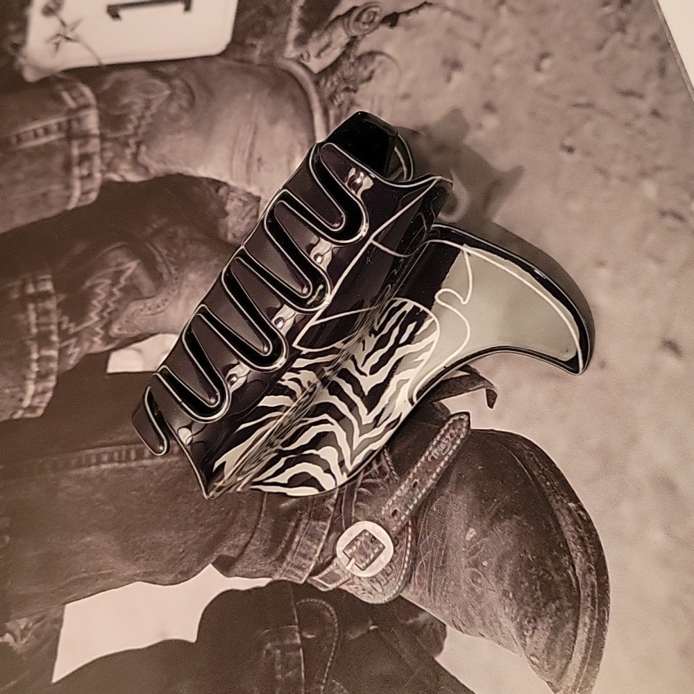 Cowboy Boot Claw Hair Clip / Zebra Print